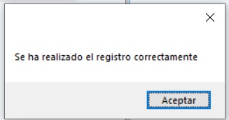 Ventana registro correctamente