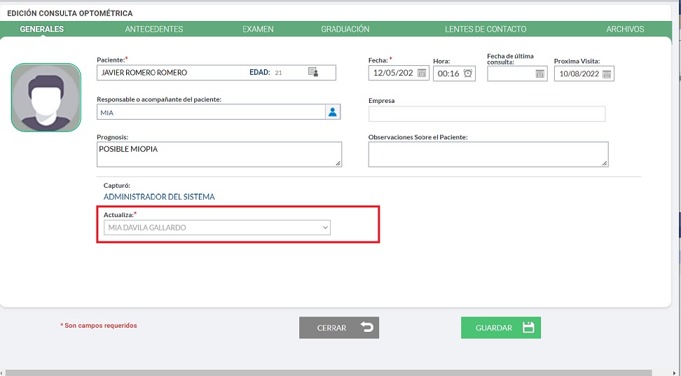Edicion consulta sin restriccion