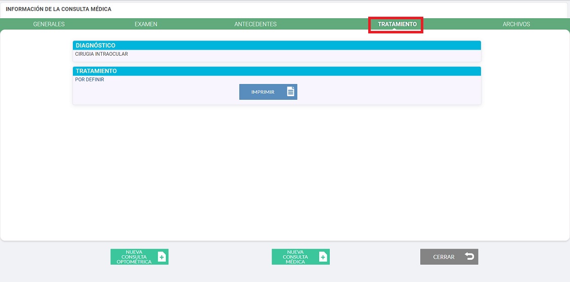 Info consulta médica tratamiento